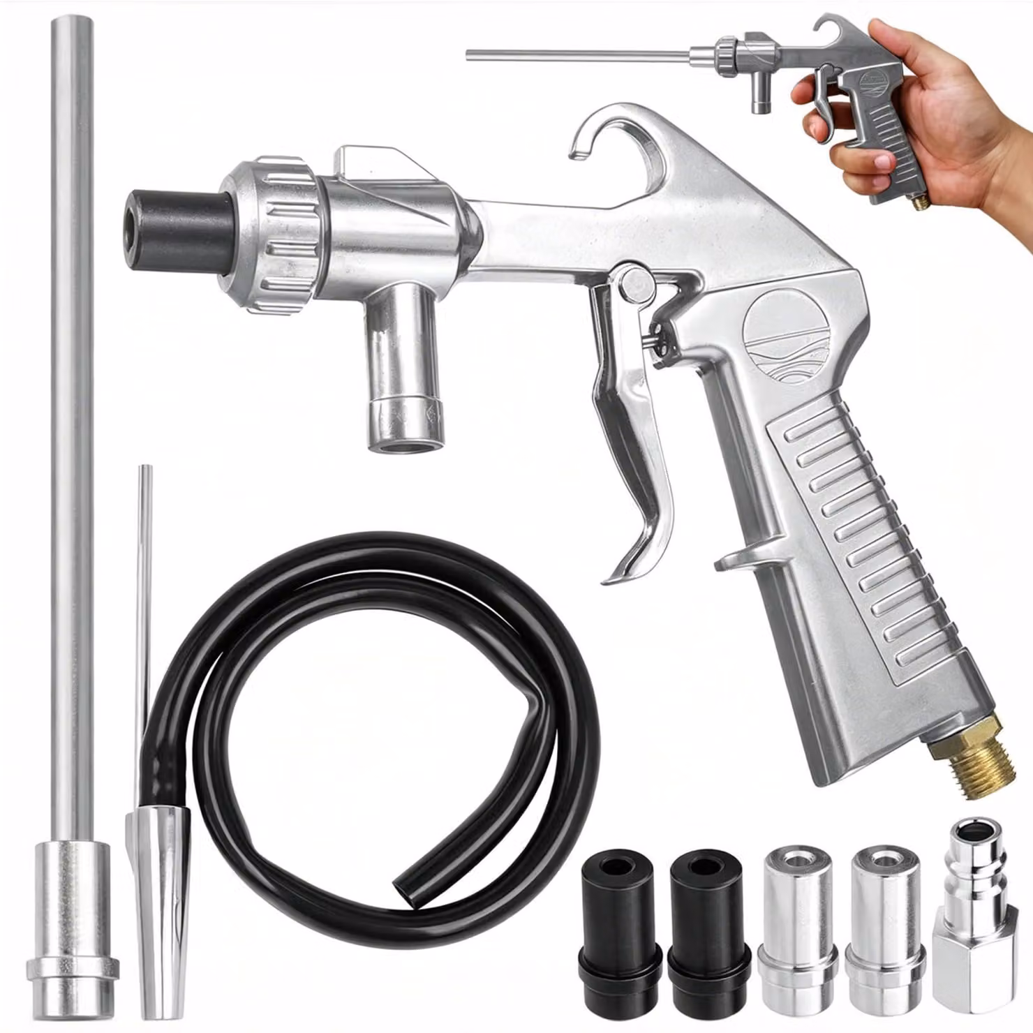 Kit per sabbiatura - Include ugelli in metallo e tubo flessibile in gomma