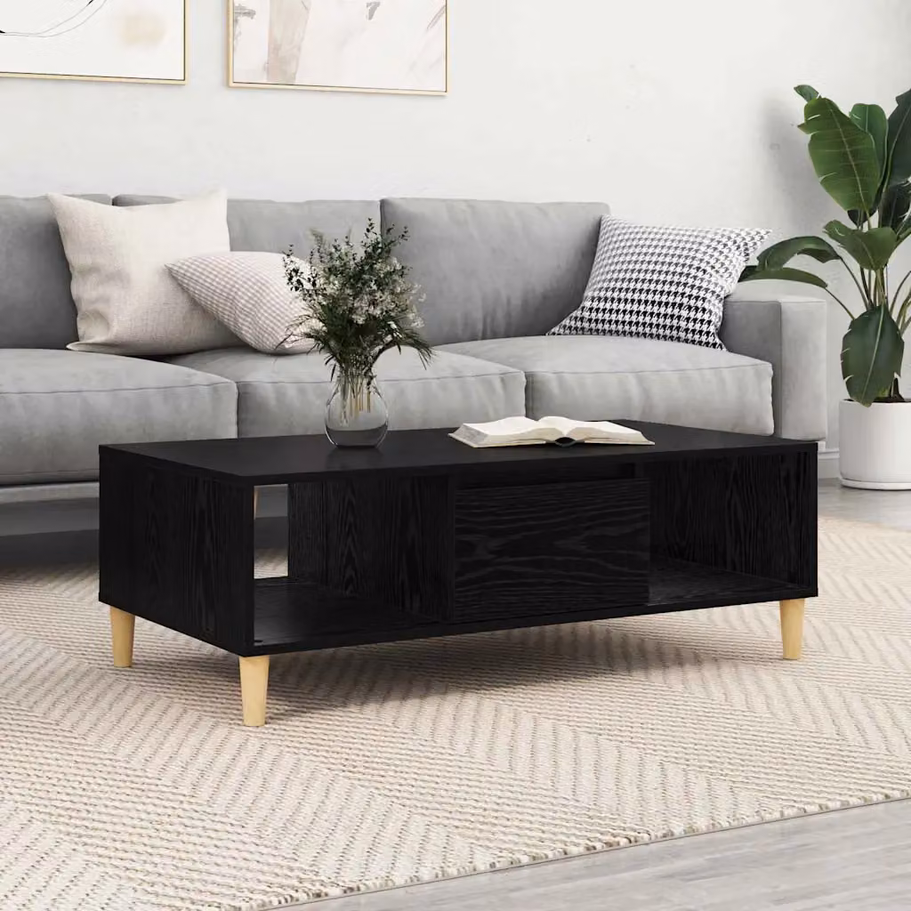 vidaXL Tavolino da salotto in legno Rovere e Nero L: 102 cm, P: 55 cm, H: 35 cm