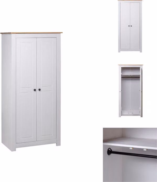 vidaXL Armadio bianco 80×50×171,5 cm in pino massiccio serie Panama - Armadi