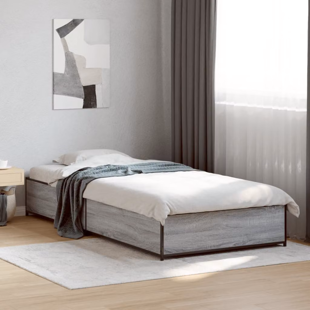 Giroletto senza materasso vidaXL in Rovere Sonoma e grigio, L/P/H: 90 x 190 cm