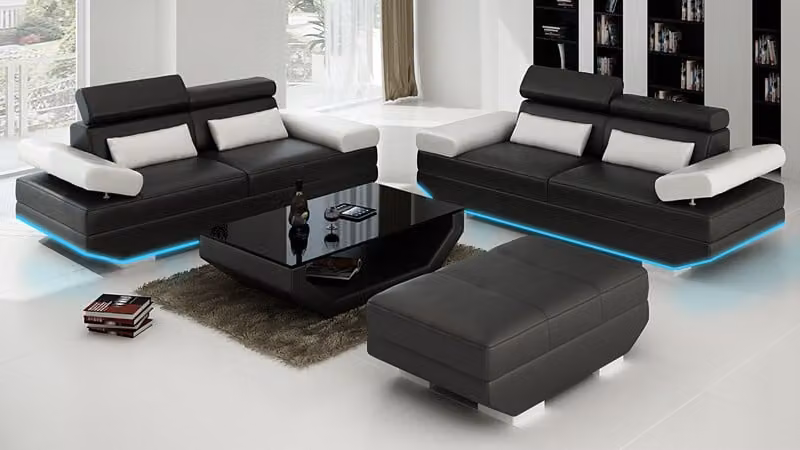 Ledersofa Sofa mit USB Wohnlandschaft 2+2 Garnitur Design Couch Sofa K5009E