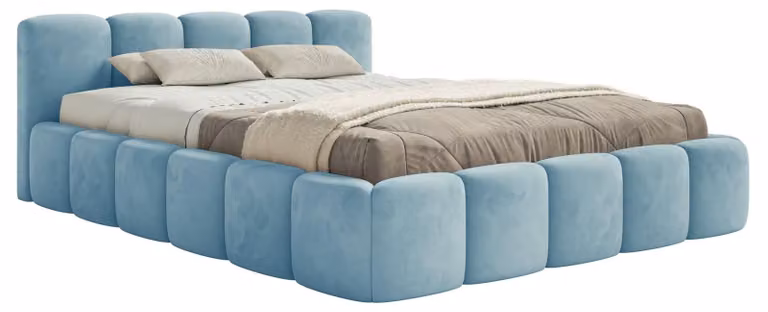 Selsey Cloudy Low – Letto imbottito 120x200 cm, velluto azzurro