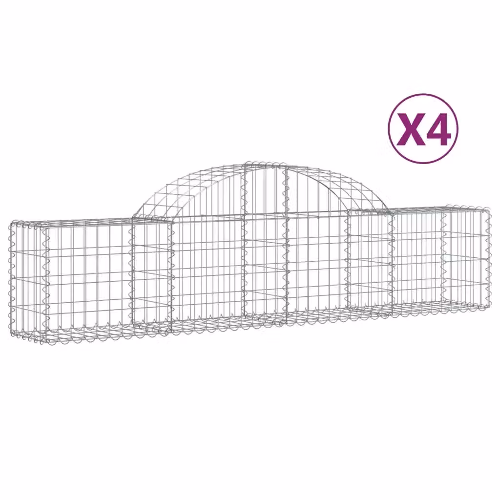 Set di 4 Cesti Gabbioni ad Arco vidaXL in Acciaio Zincato Grigio L: 200 cm, P: 30 cm, H: 40-60 cm – 2