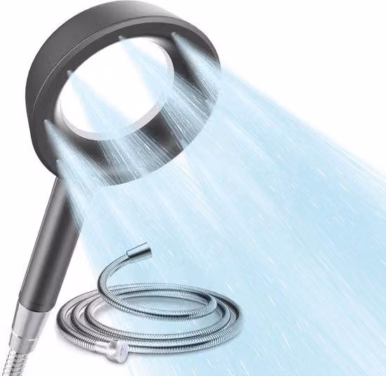 Doccia Ibenzoa® con sistema di filtraggio a 15 stadi – tubo in acciaio inossidabile da 1,5 metri, 5 tipi di getto, riduce il cloro residuo e i metalli pesanti, 8,1 litri/minuto