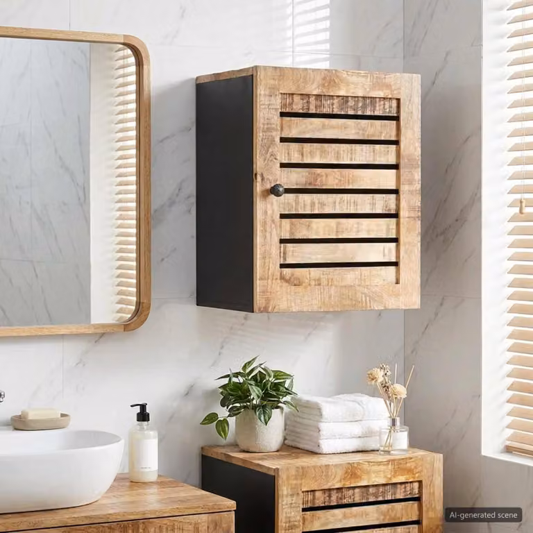 Armadio pensile moderno vidaXL con ante a battente in legno, Marrone e Nero, L: 38 cm, P: 33,5 cm, H: 48 cm