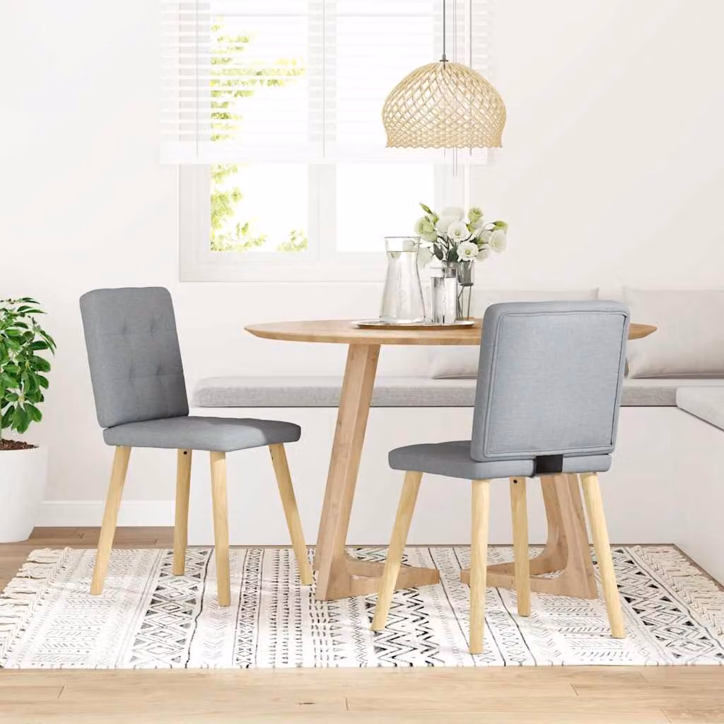 vidaXL Sedie da Pranzo 2 pz Grigio Chiaro in Tessuto