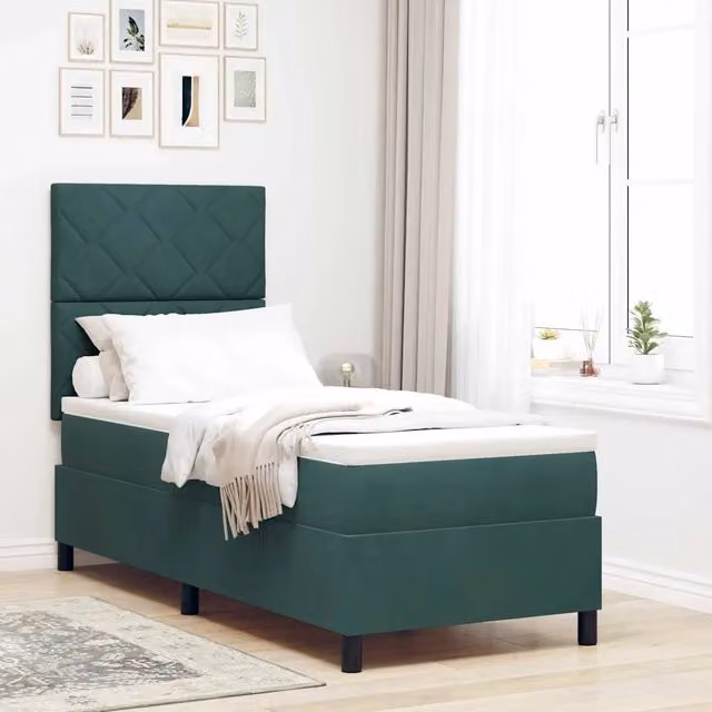 Letto moderno vidaXL in velluto verde con illuminazione LED sottostante, L 200 x P 80 cm