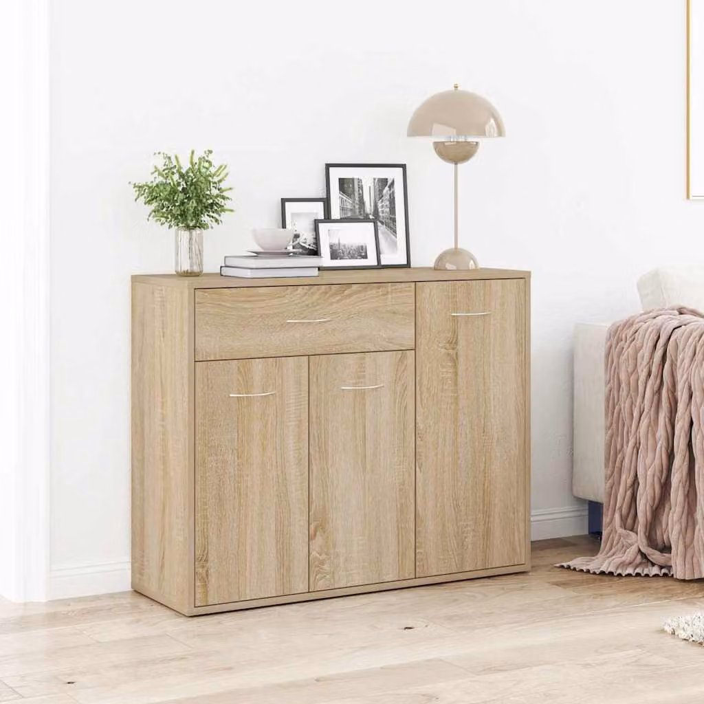 Credenza vidaXL in Legno Multistrato Rovere Sonoma, Colore Beige/Marrone, L 88 cm x P 30 cm x H 70 cm