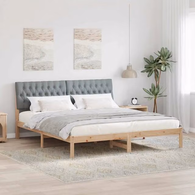 Letto con Testiera Rivestita-Struttura Letto con Testiera Marrone 180 x 200 cm 854397
