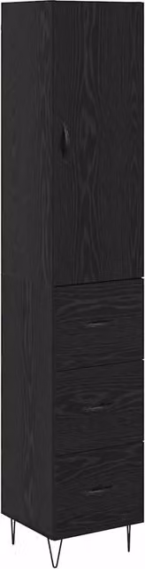 Credenza moderna in legno e metallo Rovere e Nero per soggiorno o sala da pranzo, L: 34,5 cm, P: 34 cm, H: 90 cm