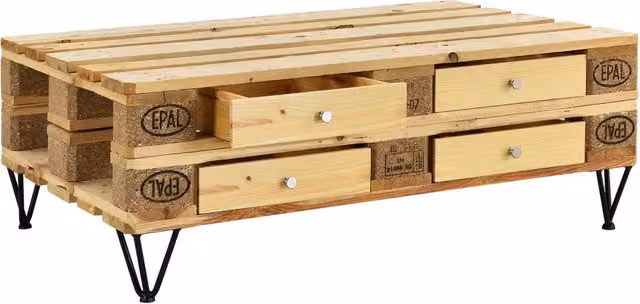 Set di 4 cassetti en.casa per euro pallet, colore legno, H: 9,5 cm, L: 37,5 cm, P: 44,5 cm