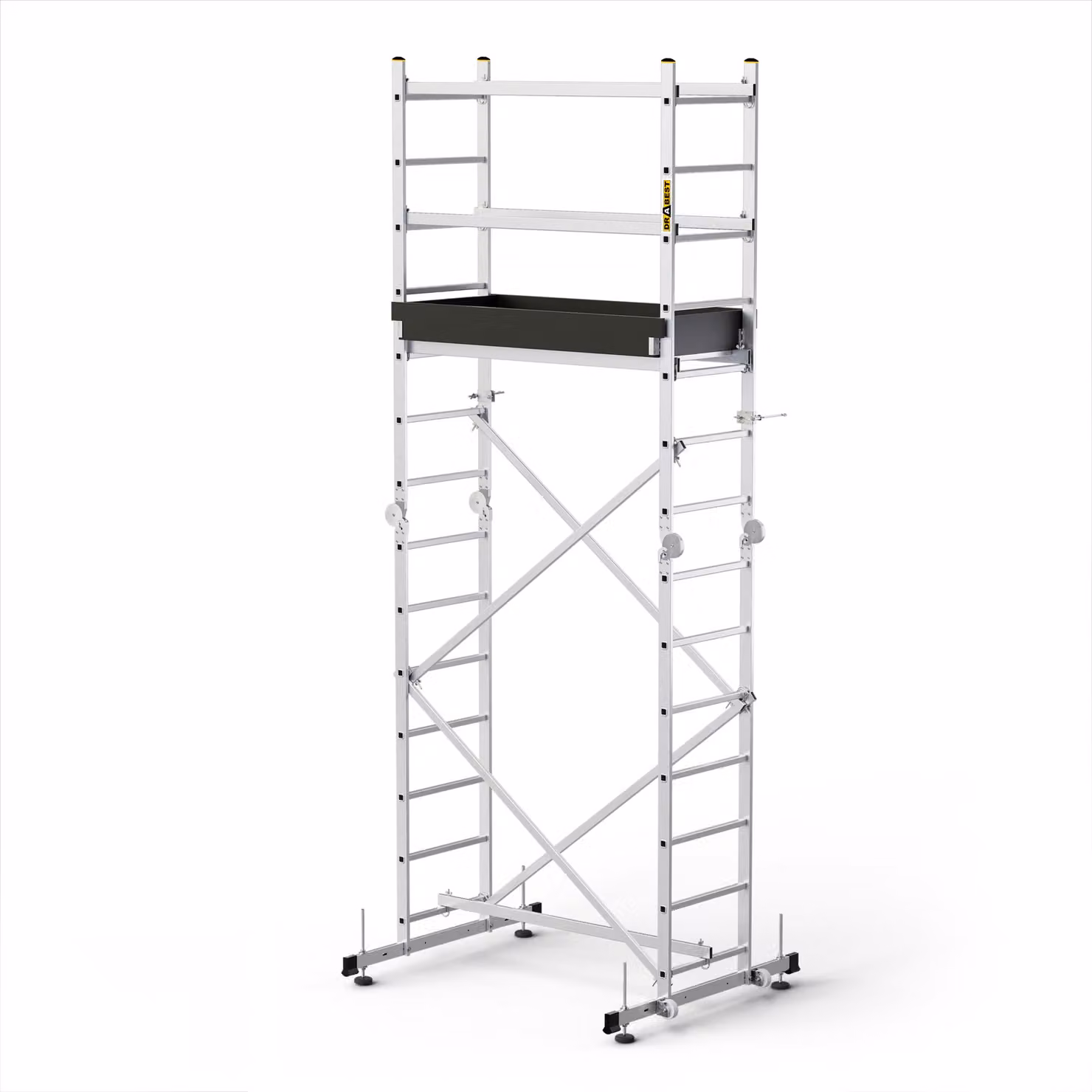 Drabest | ponteggi in alluminio, ponteggi, ponteggi a scala, ponteggi a scala da 160 kg, ponteggi in alluminio, piattaforme di lavoro, ponteggi in alluminio con piattaforma