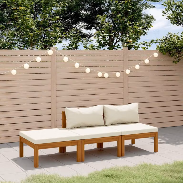 Maison Exclusive - Set da giardino a 3 pezzi con cuscini color crema, in legno massello di acacia