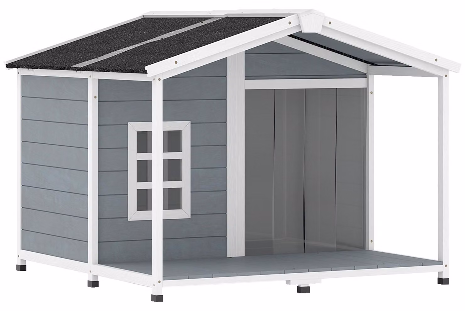 Cuccia per cani con terrazza | Colore: Grigio | Dimensioni: 103x107x83,5 cm