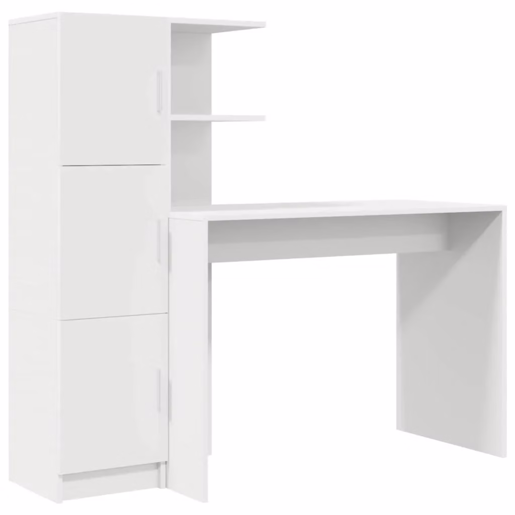 Scrivania vidaXL in MDF laminato Bianco e Marrone L: 133,5 cm, P: 50 cm, H: 124 cm