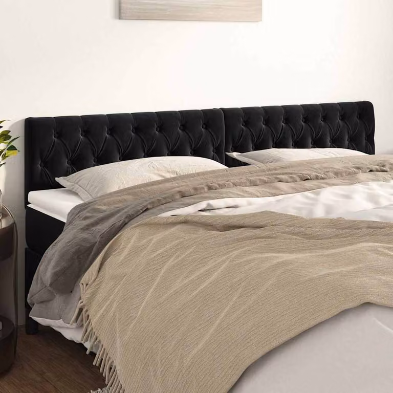 Testiera per letto vidaXL in velluto nero con pannello imbottito L: 180 cm, P: 7 cm, H: 78-88 cm