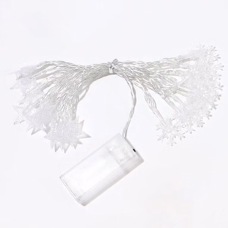 Catena luminosa a LED, 5 LED, 27K (temperatura di colore), a forma di fiocchi di neve, lunghezza 5 metri