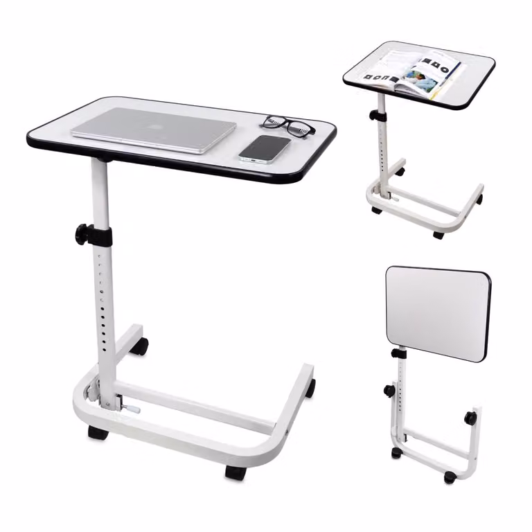 Tavolo laterale regolabile con rotelle Tavolo paziente Mobiclinic pieghevole Tavolo per laptop Base a C regolabile in altezza Cumbre
