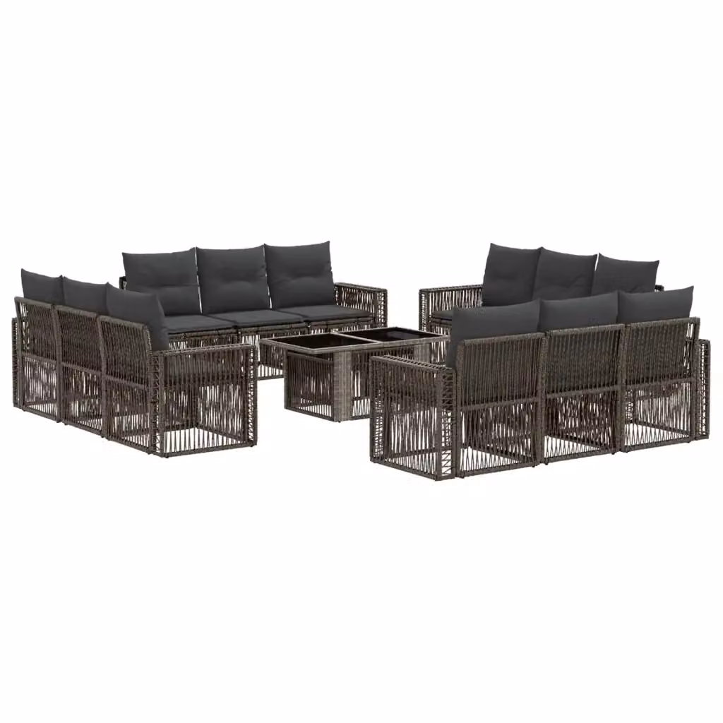 Set Divano da Giardino a Forma a U vidaXL in Polyrattan Grigio e Antracite con Tavolino e Cuscini – 2