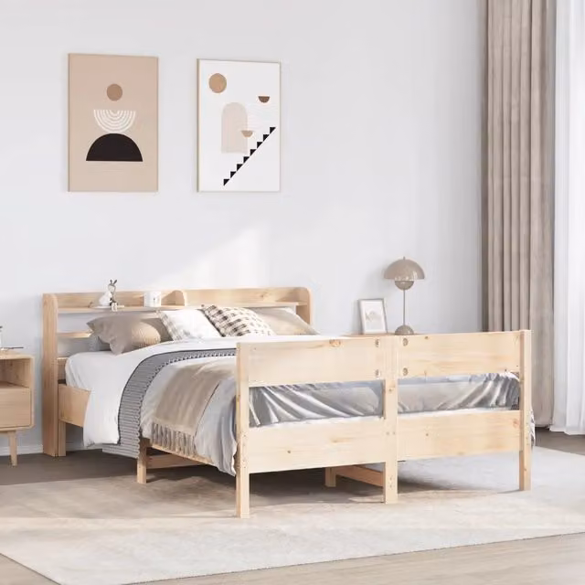 Letto senza Materasso-Struttura Letto 150x200 cm in Legno Massello di Pino 850869