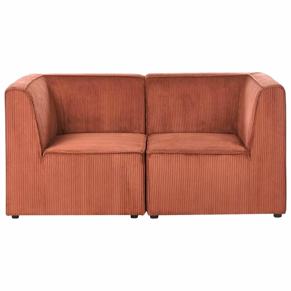 Divano modulare a 2 posti BELIANI in velluto a coste marrone dorato arancio con stile moderno e design reversibile – 2