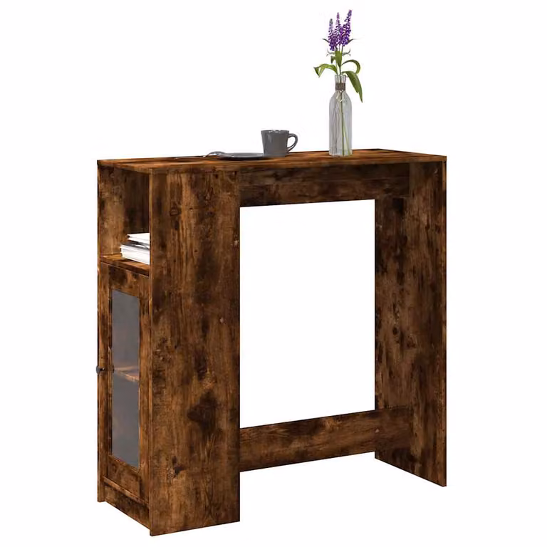 vidaXL Tavolo Bar con Rastrelliera in Rovere Marrone, L: 101 cm, P: 40 cm, H: 103,5 cm