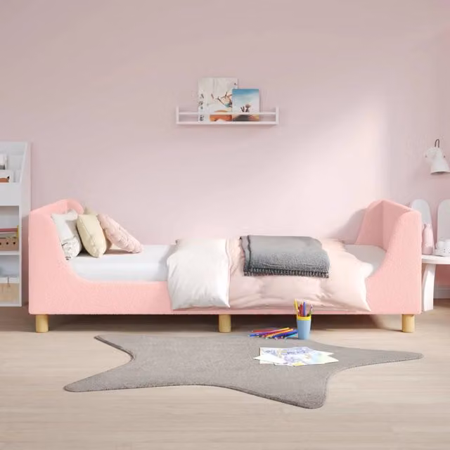 Struttura letto bambini con testata-Giroletto per bambini Rosa 90 x 200 cm Boucl¨¦ 483580