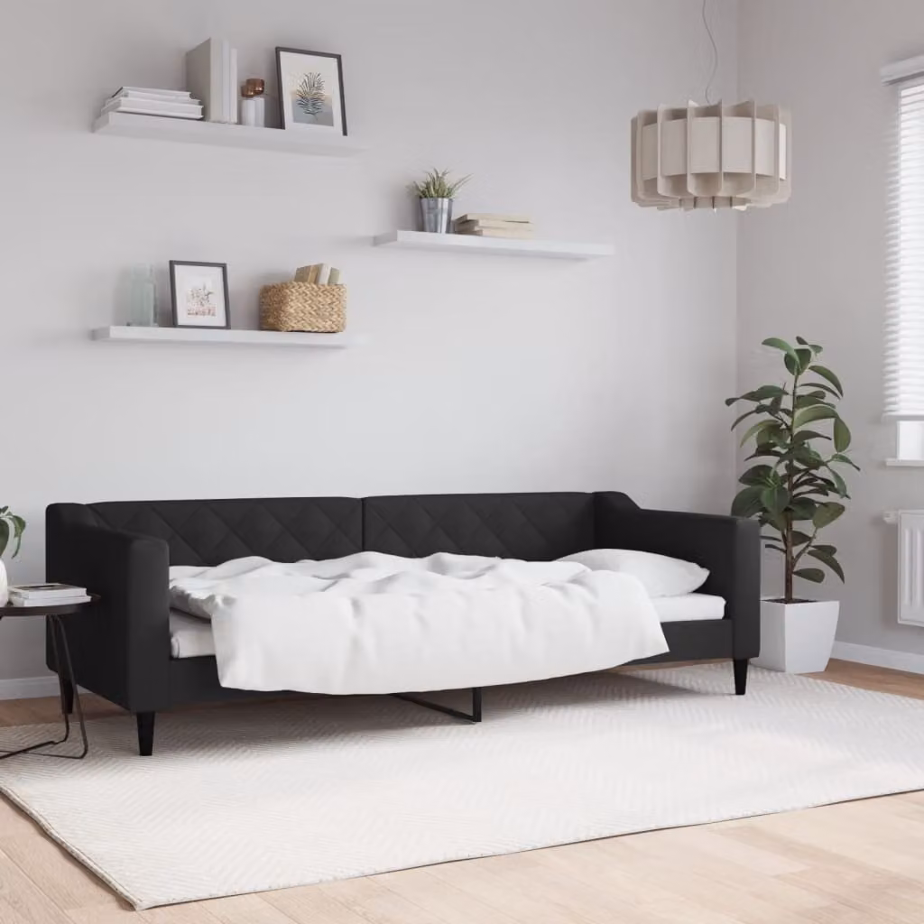 Maison Exclusive - Letto a giorno nero, 80x200 cm, rivestito in tessuto