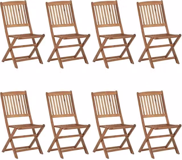 Sedie Pieghevoli 8 pz con Cuscini Massello Acacia 3075021