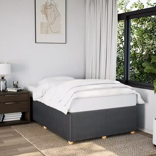 Giroletto vidaXL in tessuto grigio scuro con doghe in legno, L/P: 120 x 200 cm – 1