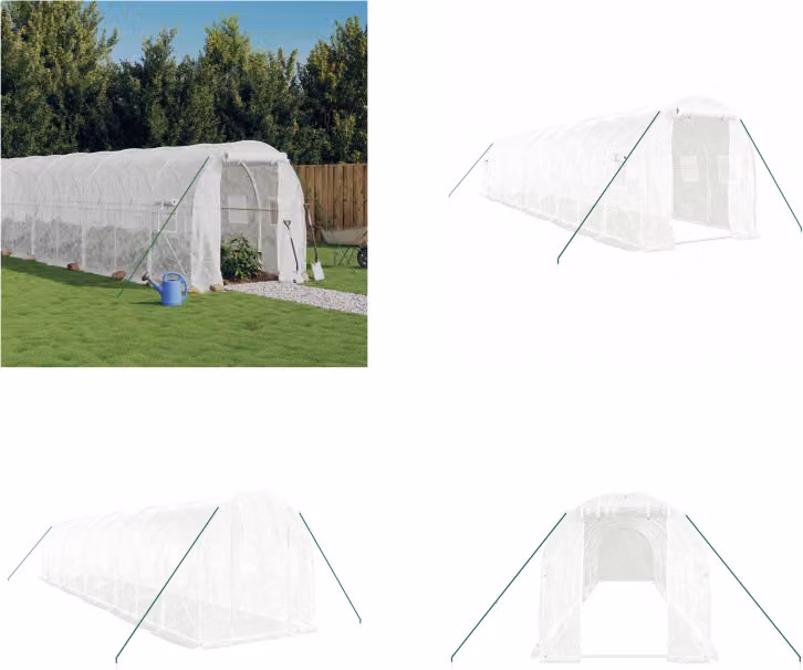 vidaXL Serra con telaio in acciaio bianco 20 m² 10x2x2 m - Serra - Serre - Polytunnel - Serra calpestabile