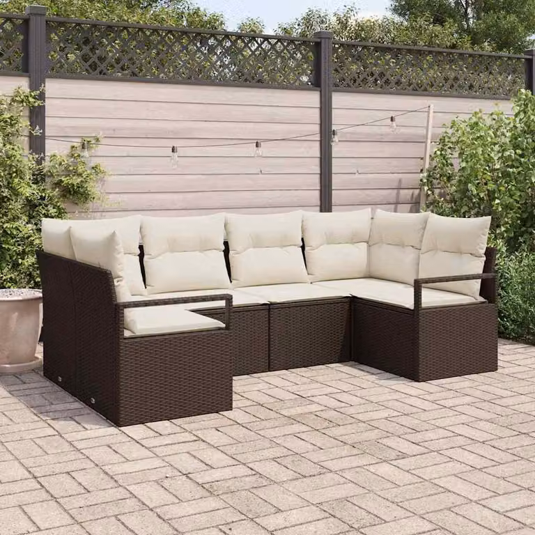 Maison Exclusive - Set di divani da esterno, 6 pezzi, color marrone [Materiale sintetico]: rattan sintetico