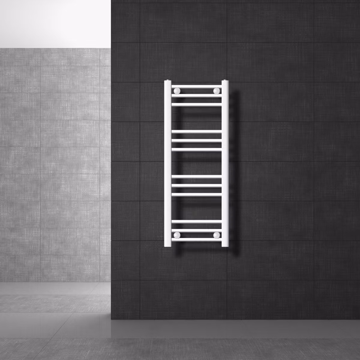 Radiatore da bagno LuxeBath - 300 x 800 mm - bianco - diritto con attacco laterale - Radiatore scaldasalviette, senza elemento riscaldante