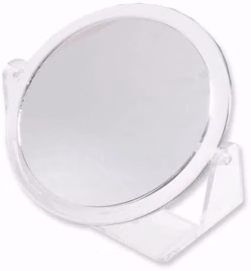 Specchio da viaggio per il trucco, 10 cm, ingrandimento 1x/3x, fronte-retro, supporto girevole