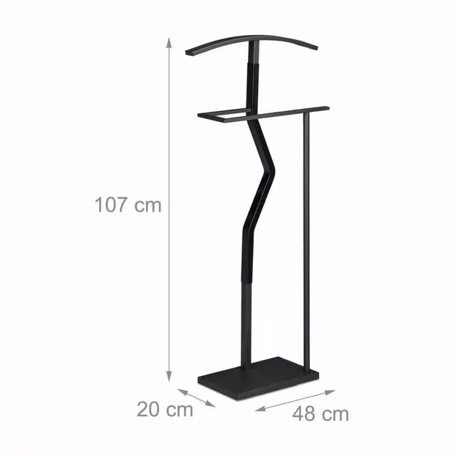 Servo muto da terra design moderno camera da letto 100 x 40 x 40 cm con pratica gruccia in metallo nero 13_0013515
