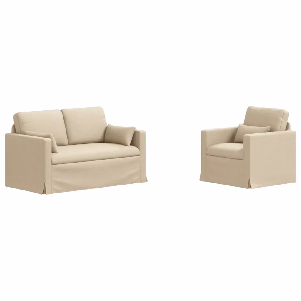Set di 2 divani vidaXL in tessuto beige per soggiorno e camera da letto L: 139 cm, P: 78 cm, H: 80 cm – 2