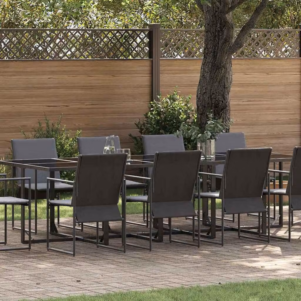 Maison Exclusive - Set da Pranzo per Giardino 11 pcs Nero Acciaio