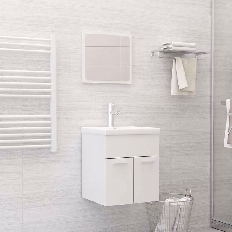 Mobile lavabo moderno vidaXL bianco lucido con vanità sospesa
