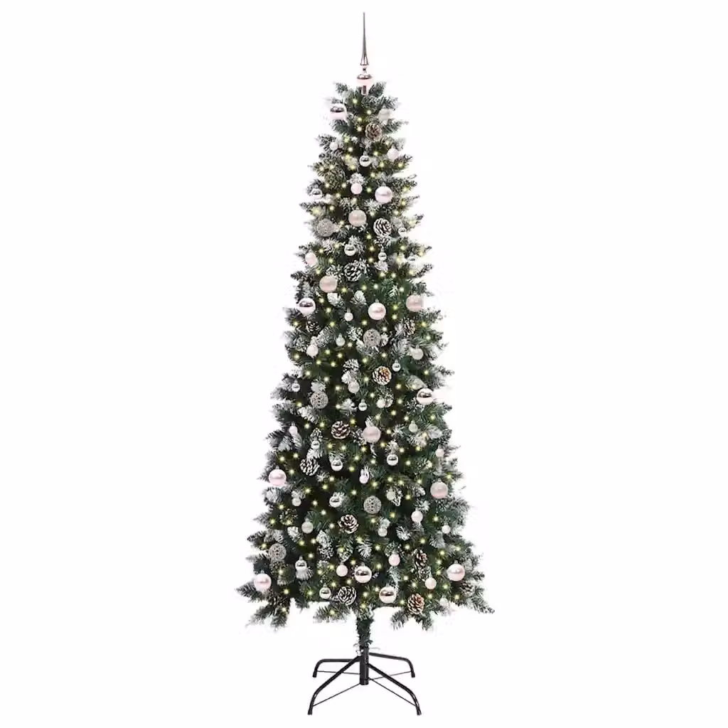 Albero di Natale artificiale moderno vidaXL verde con 300 LED luce bianca calda, Altezza: 240 cm – 2