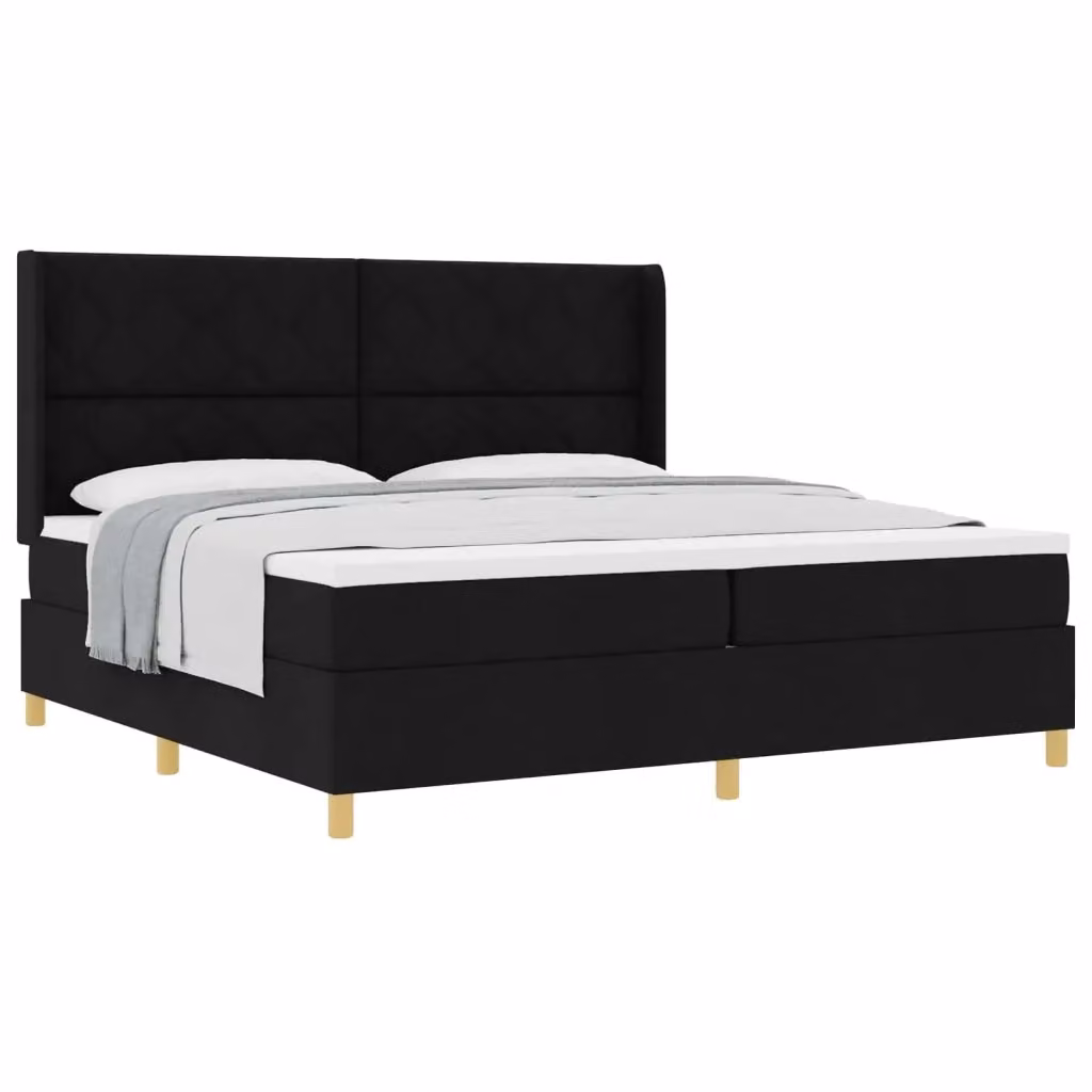 Letto a molle moderno vidaXL con testiera imbottita in tessuto nero e dettagli oro, L/P: 200 x 200 cm – 2