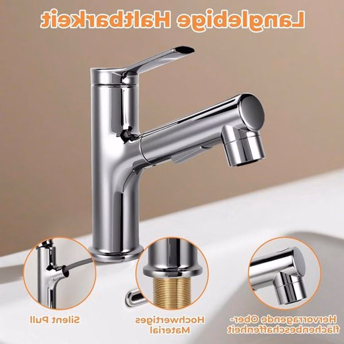 Miscelatore per lavabo con soffione estraibile, ideale per acqua calda e fredda, perfetto per servizi igienici e scarichi