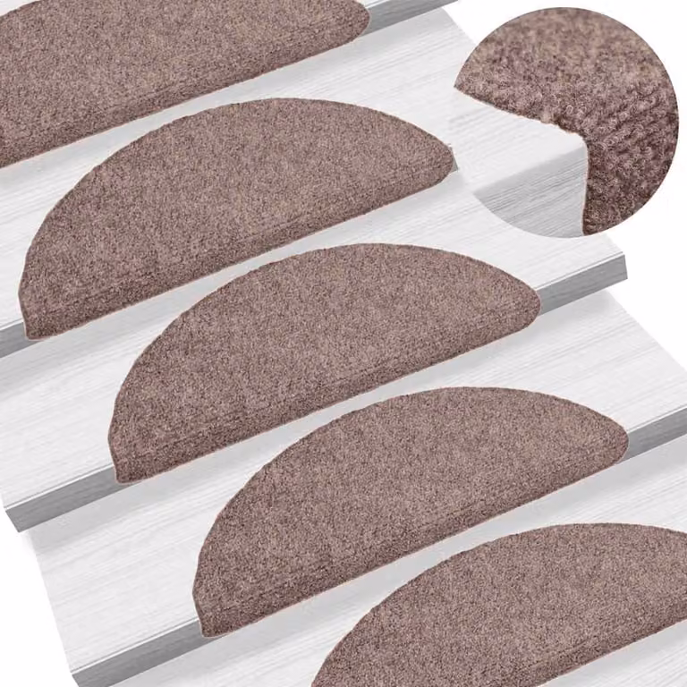 Set di 30 tappetini per scale autoadesivi vidaXL semicircolari in polipropilene, Marrone Chiaro, L/P/H: 56 x 17 x 3 cm