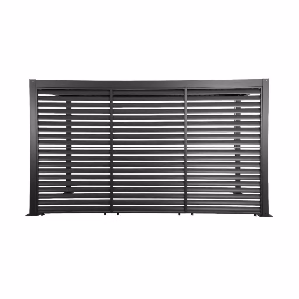 Pergola bioclimatica Sweeek in alluminio e acciaio con 3 persiane da 1.3 m, L/P/H: 4 x 3 x 2,31 m, colore grigio o nero