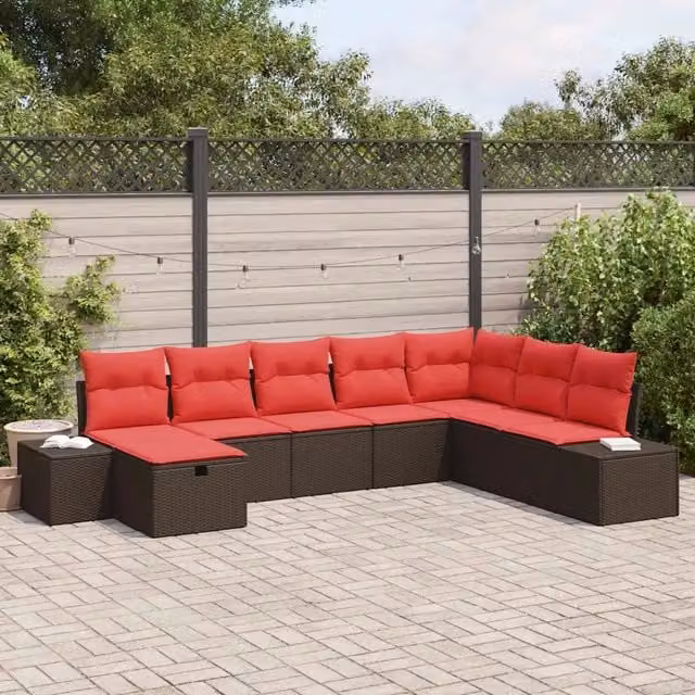 Set Divano da Giardino 8 pz Marrone polyrattan 3359433