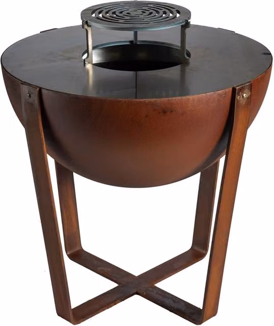 Barbecue a Legna Iris Giordanoshop in Acciaio Effetto Ruggine Marrone L: 80 cm, P: 80 cm, H: 90 cm – 1