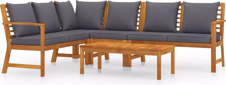Set Divani da Giardino 5 pz con Cuscini in Massello di Acacia