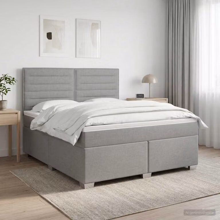 Maison Exclusive - Letto boxspring con materasso Grigio chiaro 140 x 200 cm Tessuto