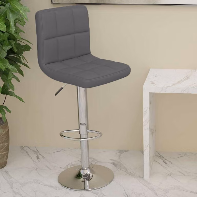 Sgabello da bar vidaXL moderno in similpelle grigio con struttura in metallo