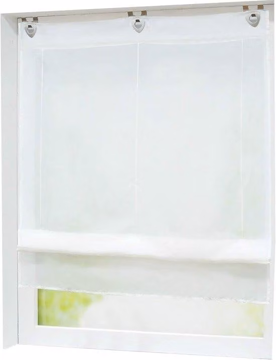 Tenda a rullo in vetro - trasparente - 1 pezzo - bianco - poliestere - 80 x 130 cm