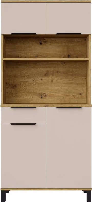Credenza stretta da cucina NICELLA - cashmere / rovere artigianale